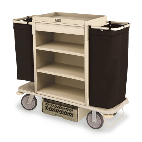 Forbes Plastic Housekeeping Cart, Three Shelves, Beige